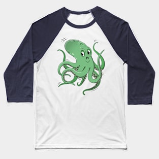 Cheeky Cute Octopus Character Illustration Baseball T-Shirt